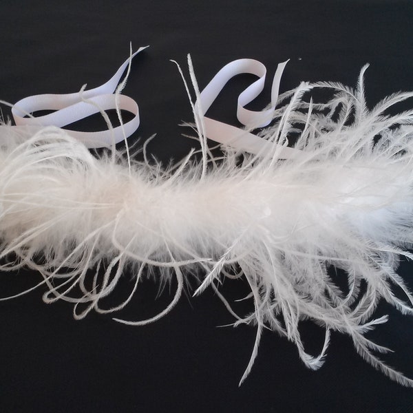 Ceinture à plumes d' autruche pour la mariée, ceinture pour la mariée, couronne de mariage, couronne à plumes d' autruche  pour la mariée.