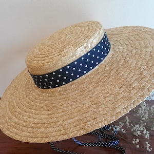 Natural straw boater, straw boater, Provencal boater, charming wedding hat, summer hat, beach hat.
