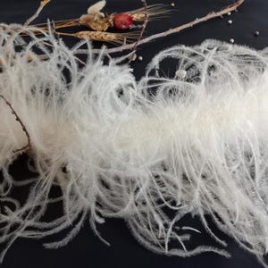 May include: A white feather boa, a long, fluffy strip of feathers, perfect for adding a touch of elegance to any costume or party decor.