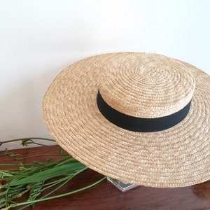 Natural straw boater, straw boater, Provencal boater, wedding hat, straw summer hat, beach hat. image 3