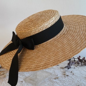 Natural straw boater, straw boater, Provençal boater, wedding hat, ceremony hat, summer straw hat.