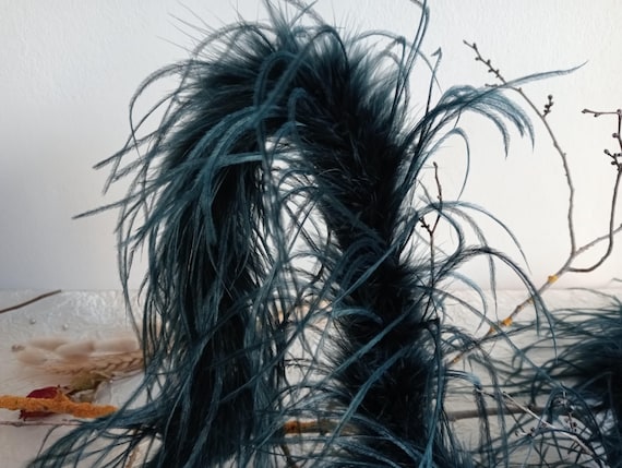 Boa/écharpe De Peluche En Plumes D'autruche Naturel – Collier Décoratif Bleu – Marque Argent-elle – Neuf