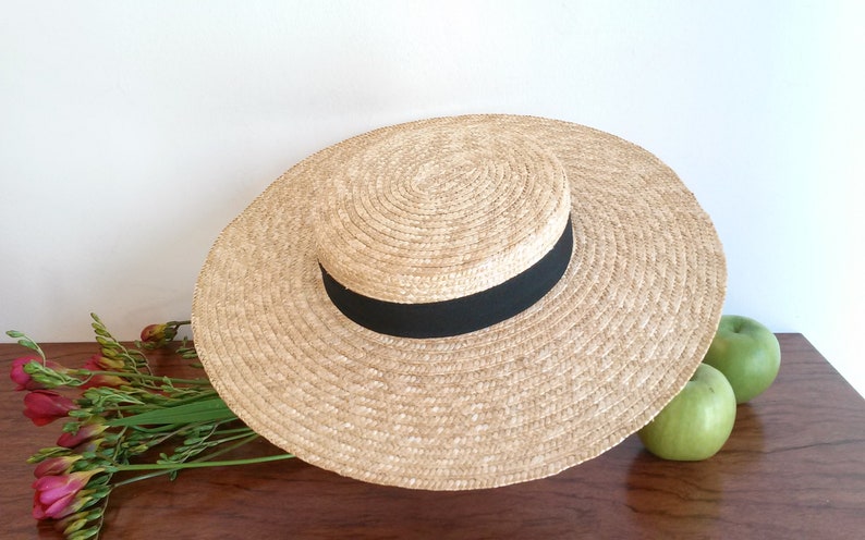 Natural straw boater, straw boater, Provencal boater, wedding hat, straw summer hat, beach hat. image 4