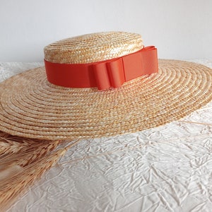 Natural straw boater, straw boater, Provencal boater, charming wedding hat, summer hat, beach hat.