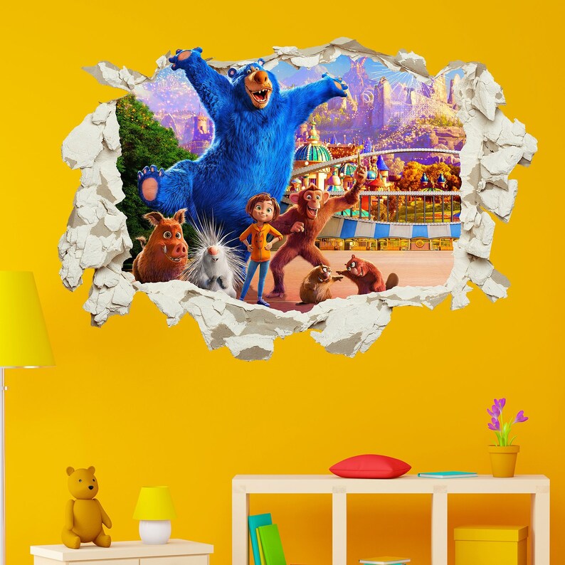 Home Furniture Diy Bubble Guppies Smashed Wall Sticker Crack