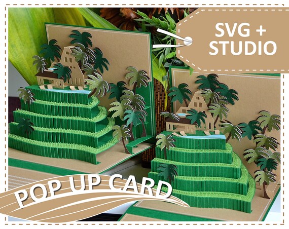 Bali Pop Up Card Svg Silhouette Design Files For Cutting Etsy