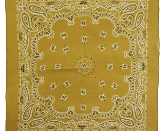 Foulard bandana - Motif Paisley 03 - ocre - foulard carré