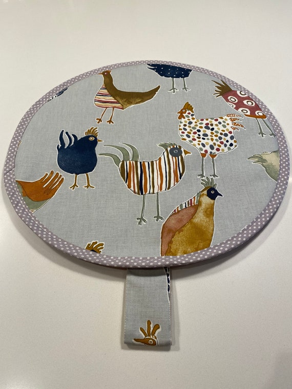 Aga Chef Pads Set 2 Aga Hob Covers Grey chickens.