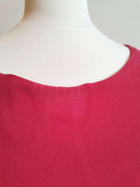 1950’s hot fuchsia pink rayon silk dress tiered s… - image 8