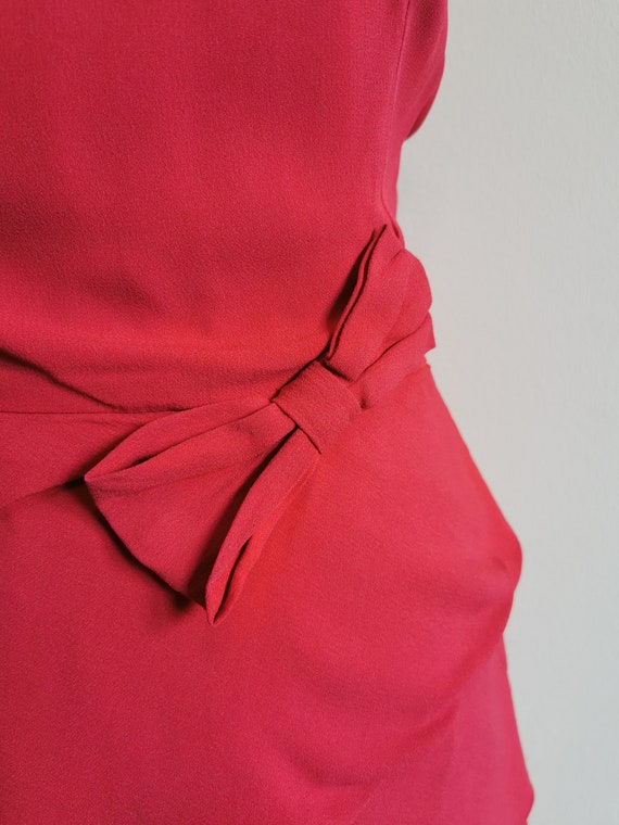 1950’s hot fuchsia pink rayon silk dress tiered s… - image 7