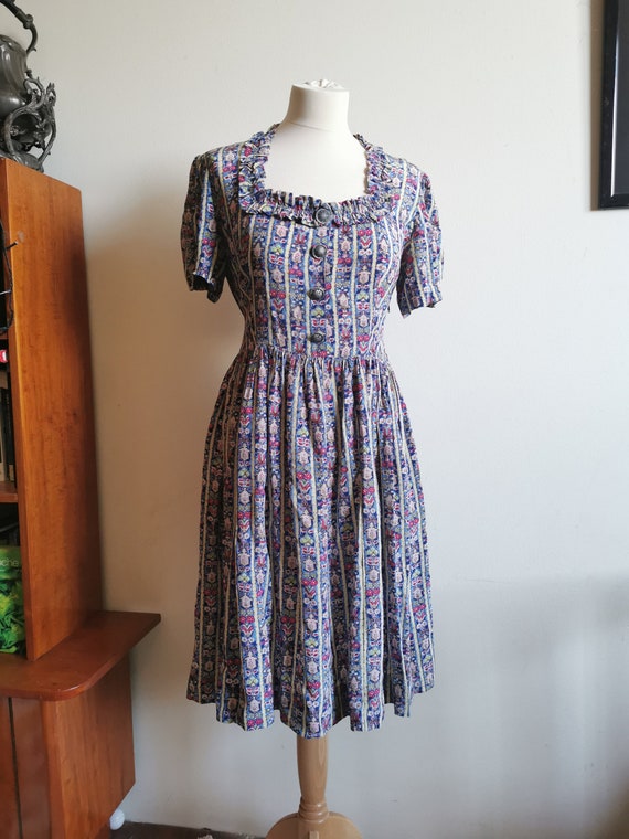 1940’s cold rayon dirndl folklore dress size M Me… - image 2