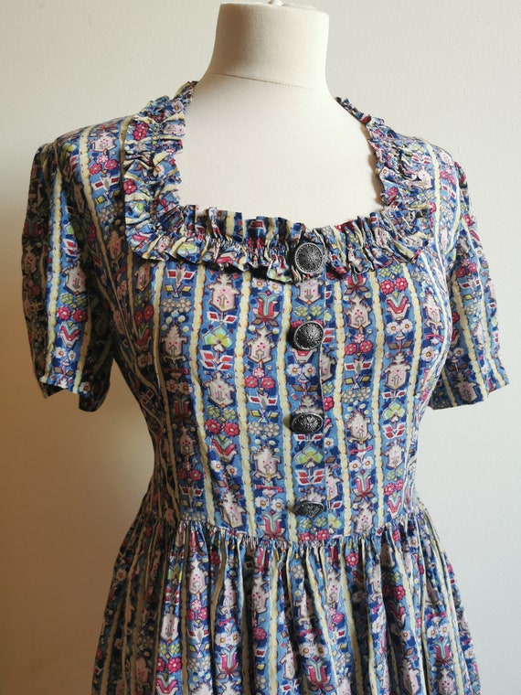 1940’s cold rayon dirndl folklore dress size M Me… - image 4