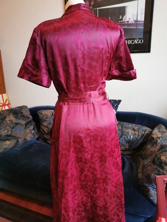 1940’s deep red burgundy satin dressing gown robe… - image 7