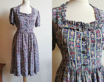 1940’s cold rayon dirndl folklore dress size M Medium