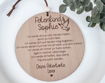 Personalisierter Patenbrief aus Holz - Geschenk zur Taufe personalisiert - Geschenk Patenkind - Geschenk Taufe - Geschenk aus Holz