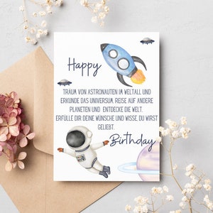 Biglietto d'auguri bambino - astronauta - sogni - regalo di compleanno