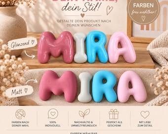 3D Bubble Buchstaben Name personalisiert | Boho Kinderzimmer Deko | Individuelle Buchstaben | Wanddeko Geschenk Geburt | 4 Größen