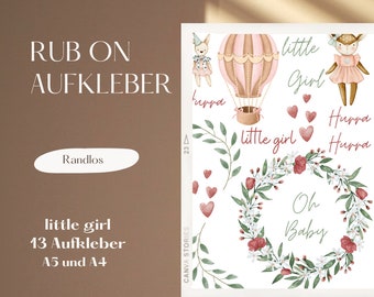 Rub On - Baby Geburt - little girl - UV Aufkleber - Randloser Aufkleberzum beispiel für Keraflott - Raysin - Holz - Keramik usw.