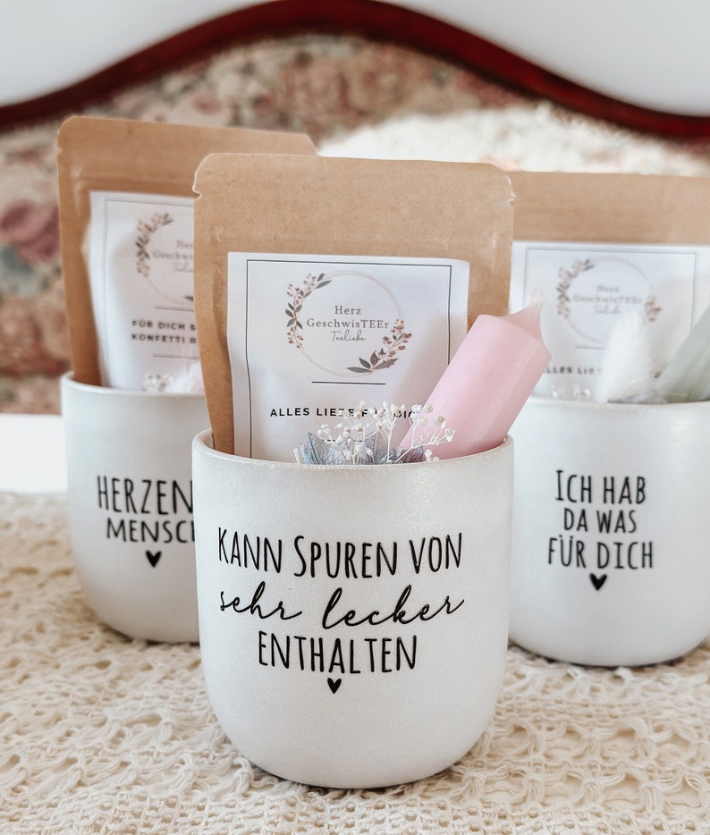 Teetasse mit Tee Geschenkset kleines Mitbringsel Tee Teeliebe alles liebe Geburtstag Bild 1