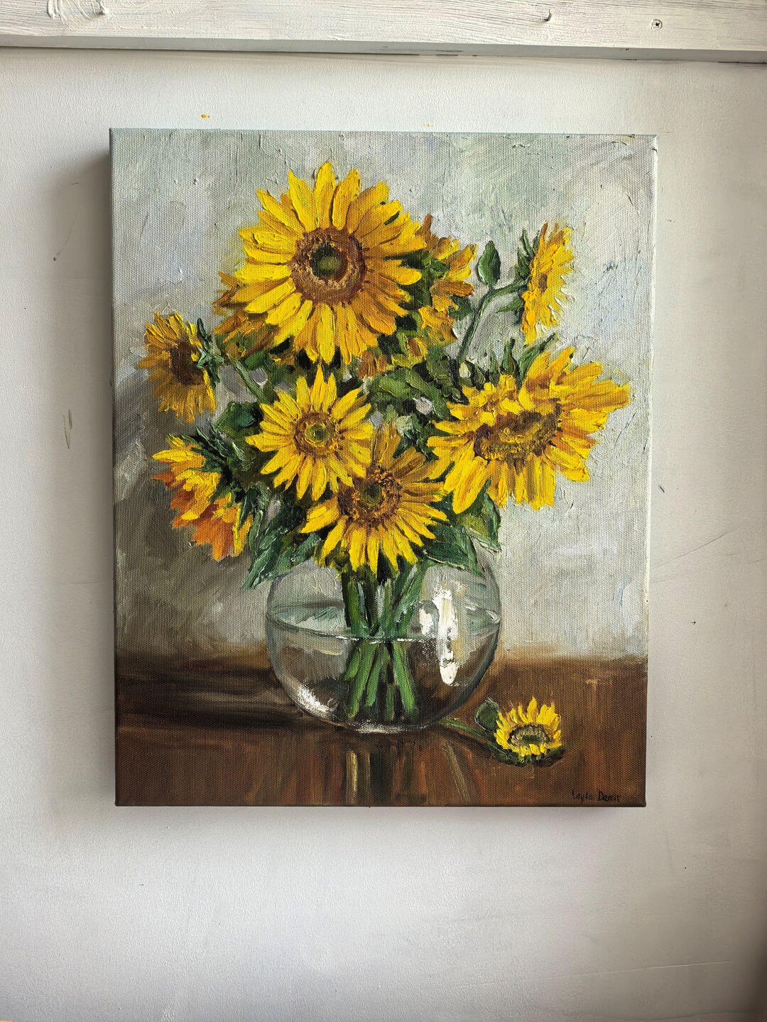 Sunflowers in a Vase. Original Still Life Oil Painting 16x20'' - Etsy