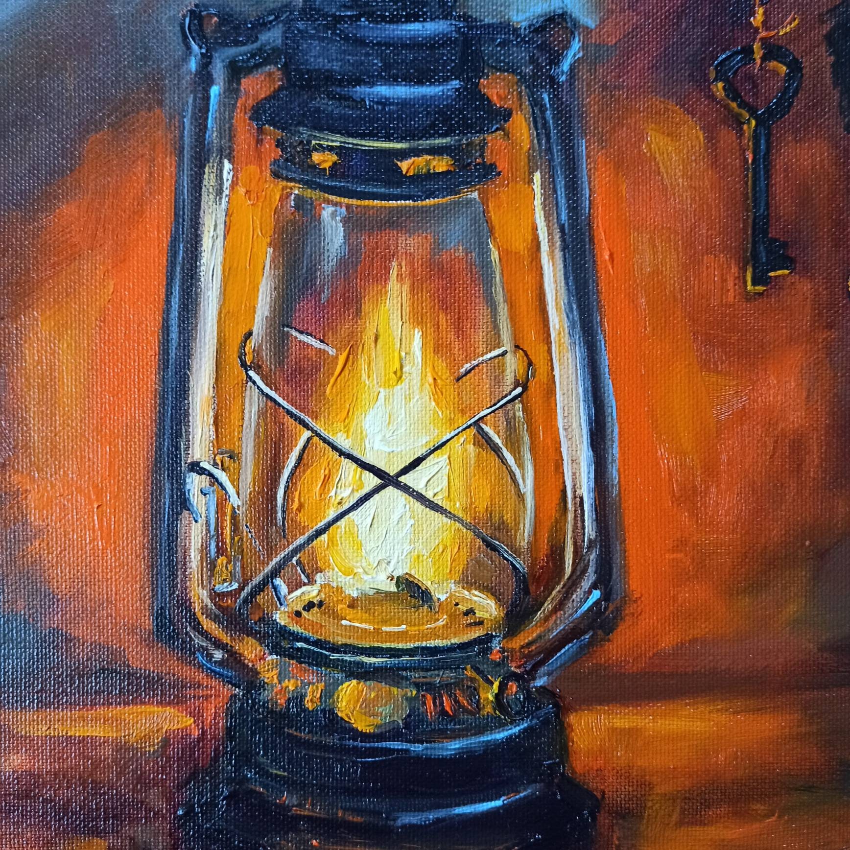 Antique Retro Gas Lamp. Vintage Color Engraving oil painting Etsy