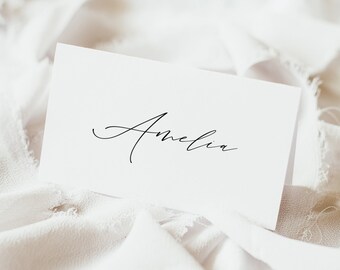 Calligraphy Name Place Cards / Personalised, Custom Design / Wedding, Birthday, Baby & Bridal Shower / White Tent Fold / FREE UK delivery