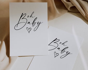 Oh Baby Greetings Card, Congratulations, New Baby, Gender Neutral / Simple Design, Personalised, Custom Message Inside / FREE UK Delivery