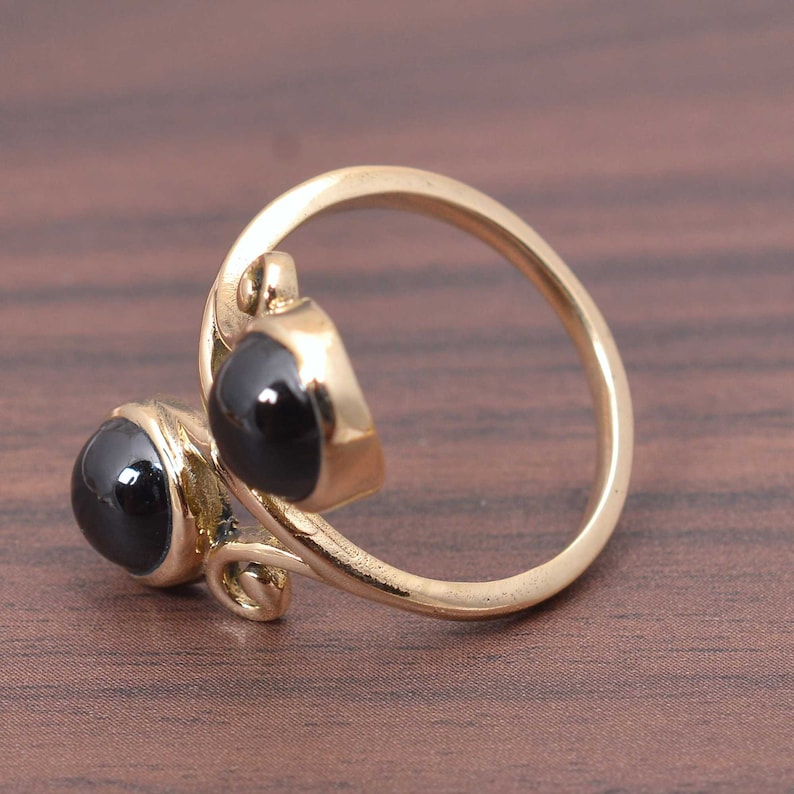 brass metal ring man wedding ring gold metal ring Two Gemstone Black spinel brass ring brass,jewelry heavy metal ring solid metal ring