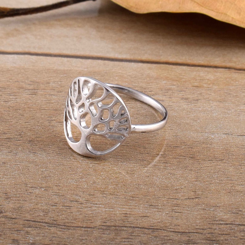 stacking ring nature ring Tree of life ring dainty ring sterling silver ring