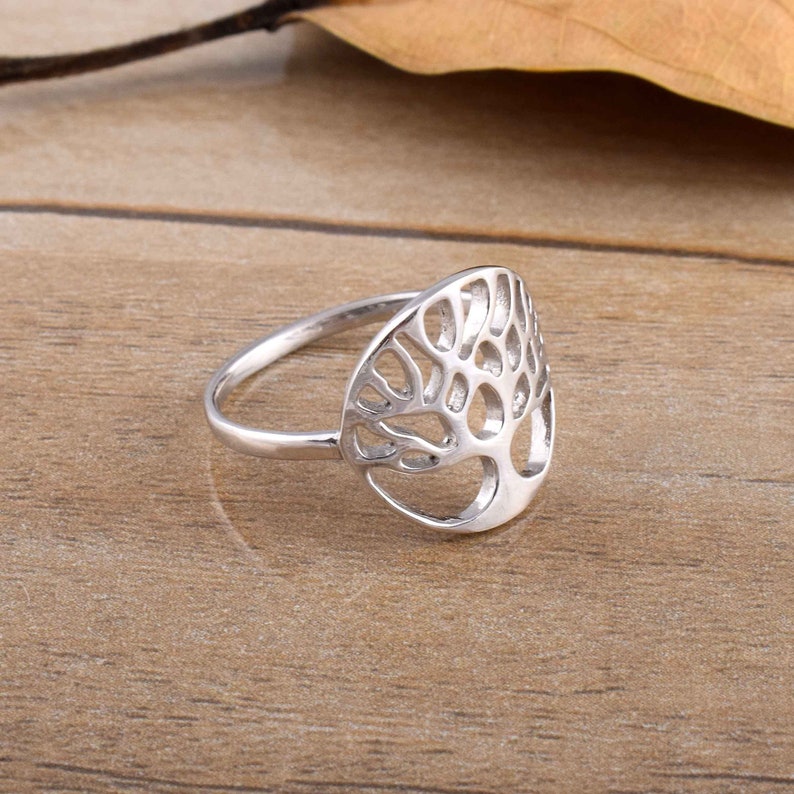 stacking ring nature ring Tree of life ring dainty ring sterling silver ring