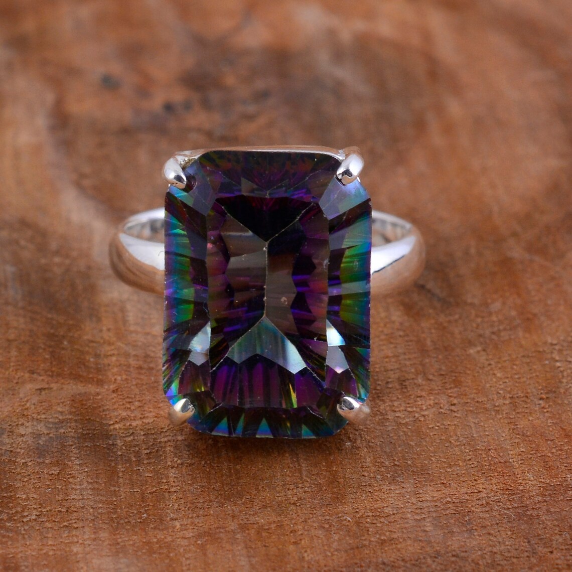 Octagon cut stone ring multi color stone ring Sterling Etsy