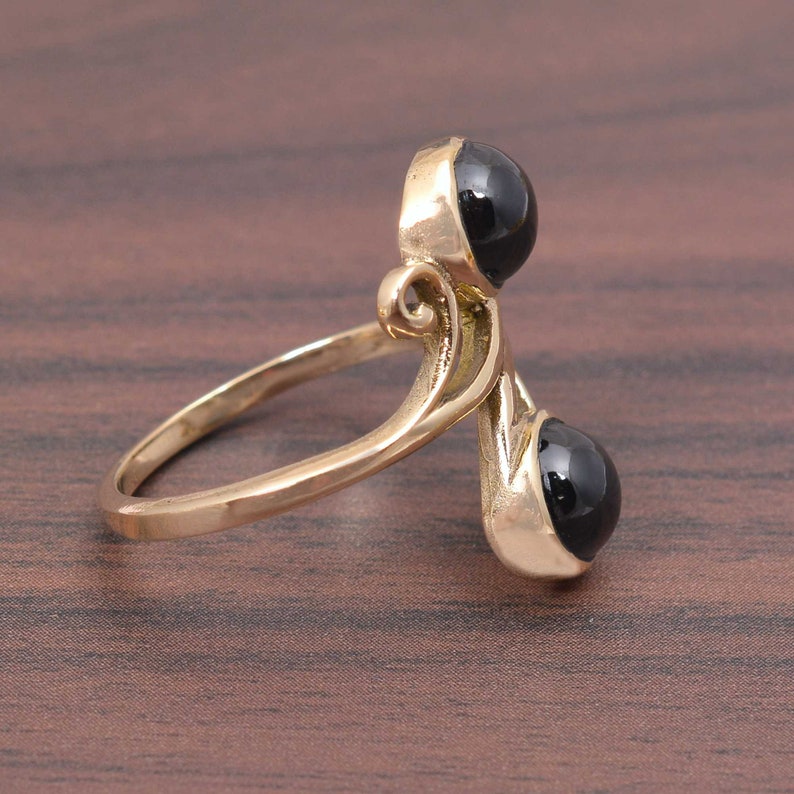 brass metal ring man wedding ring gold metal ring Two Gemstone Black spinel brass ring brass,jewelry heavy metal ring solid metal ring