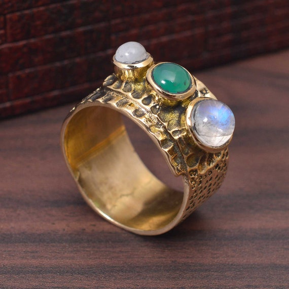 Amazing Green jade & Moonstone Top Quality gemstone brass Etsy