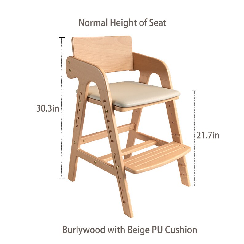 Counter Height Wooden High Chair for Toddlers Child, Natural Beech Desk