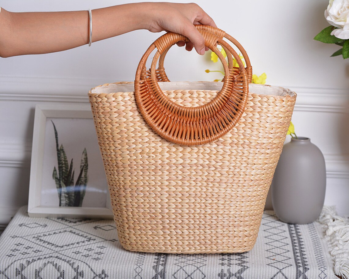 Ins Style Best Seller 2019 Handmade Bohemian Beige Handle Bag Etsy