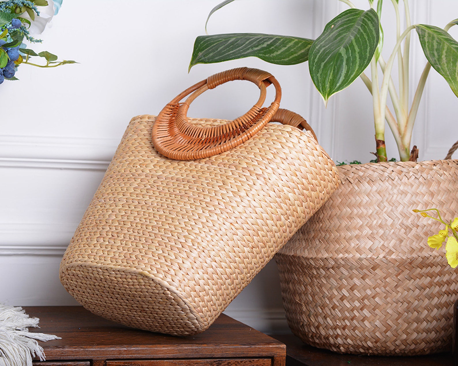 Ins Style Best Seller 2019 Handmade Bohemian Beige Handle Bag Etsy