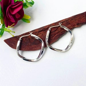 Silver hoops, silver earrings, chunky earrings, Chunky Hoop Earrings, Hollow hoop earrings,  Dainty earring hoops gift for mom, gift for her