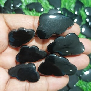 Black Onyx Clouds, Onyx Crystal Cloud, Natural Onyx Cloud Cabochon AAA Crescent Carving Gemstone Clouds for Rings, Pendants Necklace Jewelry