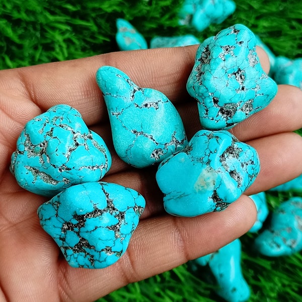 Magnesite Turquoise Tumble, Raw Turquoise Loose Tumbled, Blue Howlite Tumble, Healing Stone Reiki Tumbles, Crystal Craft kits for Jewelry