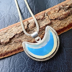 Opalite Moon Necklace, Opalite Moon Pendants, Sterling Silver Necklace, Pendant Necklace, Chakra Necklace for women, Gifts For Her
