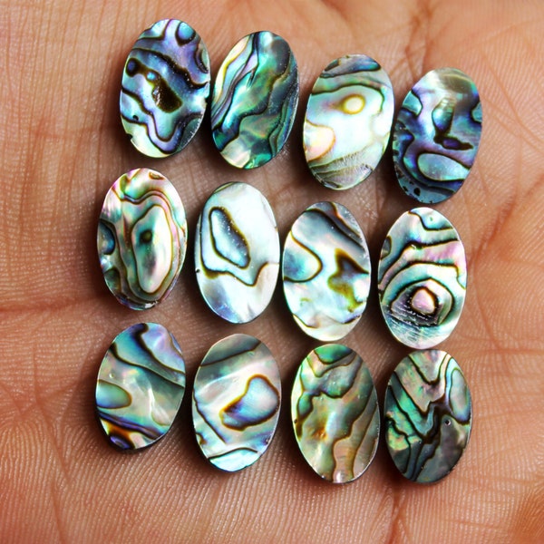 Abalone Shell Oval Cabochon, Abalone Shell Gemstone, Paua Shell beads Wholesale lot, sea shell beads, Flat DIY beads for Rings jewellery