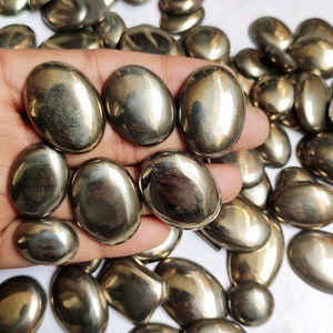 Pyrite Cabochon lot, Natural Pyrite Gemstone Wholesale, Bulk Pyrite Beads, Pyrite Loose Stone by Carats for Jewelry making supply