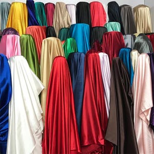 Silk Satin Fabric, 49 Colors Luxury Satin Fabric By The Yards, Polyester Satin Charmeuse Gown Fabric, Prom Bridal Dress Fabric By metres