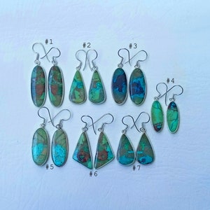 Chrysocolla Earrings, Sterling Silver Earrings, Gemstone Earring, Chunky Crystal Earring, Dainty earring, Gifts for her, Gift for girlfriend