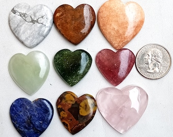 7 Chakra Crystal Heart Set: Mixed Gemstone Hearts, Wholesale Bundle