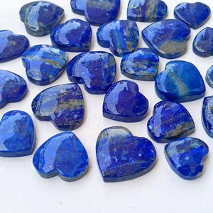 Lapis Heart Crystal, Wholesale Lapis lazuli Hearts, Flat Heart Natural Lapis Bulk Heart Cabochon by piece
