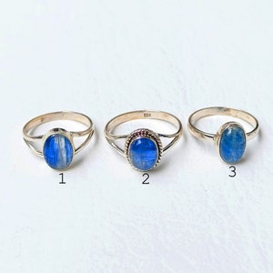 Kyanite 925 Sterling Silver Ring: Boho Crystal Statement Ring