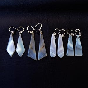 Banded Agate Silver Earrings, Dangle Earrings, 925 Sterling Silver Earrings, Boho Earring, Crystal Earrings, Dainty Earrings, Gifts for her,