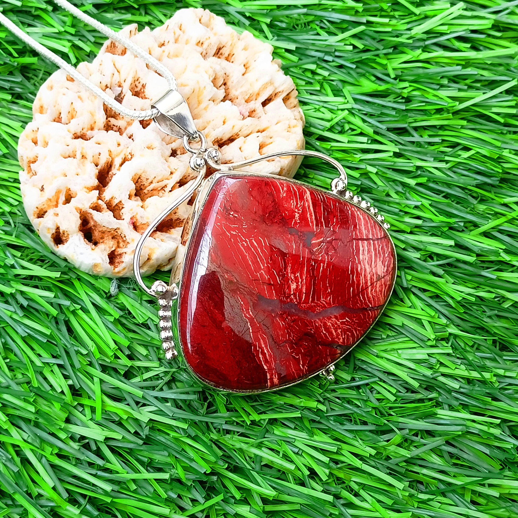 ネックレス・ペンダント Red Jasper Pendant SILVER 925 Red Jasper Pendant, 925 Silver Pendant Necklace, Boho Dainty
