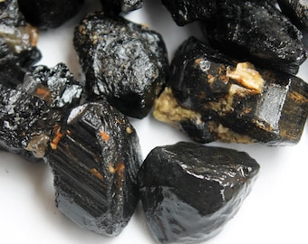 Raw Black Tourmaline Crystal Chunks, Wholesale Rough Stone, Beads Mix